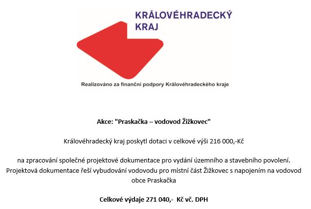 Obrázek s informacemi o propagaci dotace vodovod - Žižkovec